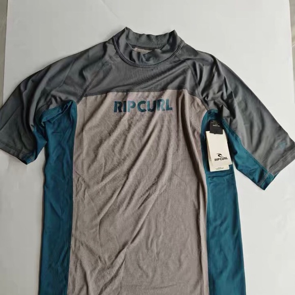 Rip Curl Gray and Blue Rash Guard Swimwear - Picture 1 of 4